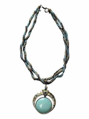❤️FREEw/PURCHASE Turquoise Pendant Necklace Braided Multi-Strand Cord Boho NWT
